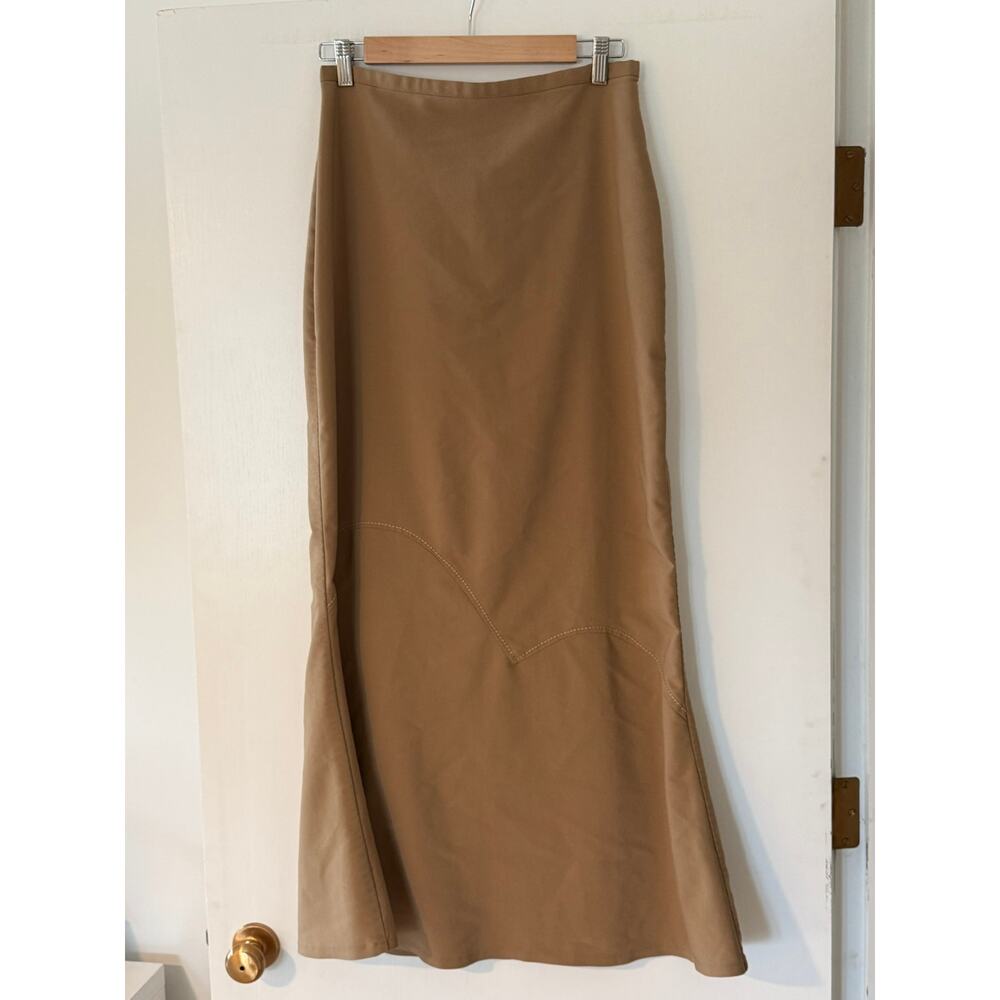 Vintage Degow Designs Camel Maxi Skirt Minimal Slip Bias Cut ✨ - Picture 2 of 9